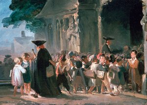 教会のドアにいる子供たち、c1817-1845。 作： Nicolas Toussaint Charlet
