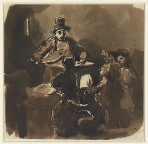 栗売りの火を囲む子供たち（？） 作： Nicolas Toussaint Charlet