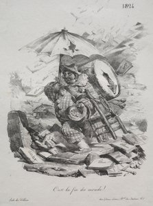 石版画：世界の終わりです！フロントピース、1824年。 作： Nicolas Toussaint Charlet
