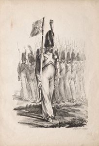ミリタリーコスチューム：カラビナサージェント、一般ガイド、1817-1818年。 作： Nicolas Toussaint Charlet