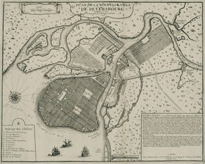 ピーターズバーグの地図、1717年 作： Nicolas de Fer