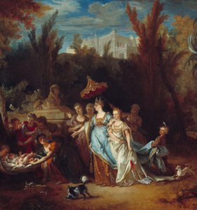 モーゼが水を救う」絵画の詳細。ニコラ・ド・ラルジリエール（1656-1746）の絵画 作： Nicolas de Largillière