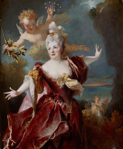 1712年頃のアリアドネ役のマドモアゼルデュクロスと呼ばれるマリーアンドシャトールヌフの肖像 作： Nicolas de Largillière