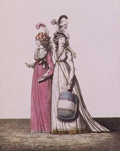 イブニング・ドレス、図34と35 「ファッション・ギャラリー」第1巻1794年12月号より（プリント） 作： Nicolaus von Heideloff