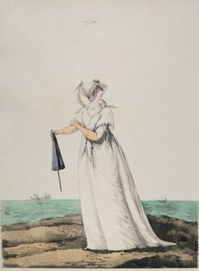 N.ハイデロフ作「ファッションのギャラリー」からの海辺の朝のドレス、1802 作： Nicolaus von Heideloff