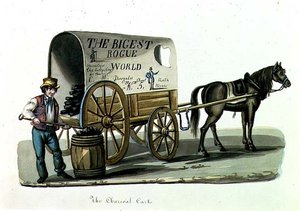 木炭の荷車」1840-44年頃（紙に水彩画 作： Nicolino Calyo