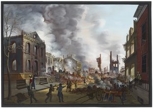 1835年、ニューヨークの大火の後の遺跡の眺め