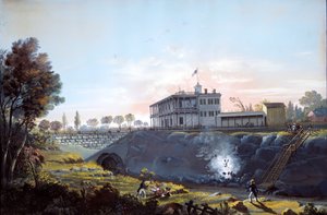 ハーレム鉄道のトンネルの眺め、1837年頃。 作： Nicolino Calyo