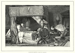 イタリアの天文学者ガリレオ・ガリレイが、1642年に亡くなったイタリアのアルチェトリで（リトグラフ 作： Nicolo (after) Barabino
