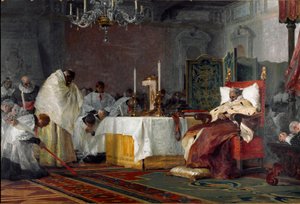 The Last Moments of Charles-Emmanuel (Charles Emmanuel) I of Savoy (1562-1630) (The Death of Charles Emmanuel I, Duke of Savoy) 絵画： Niccolo Barabino (1832-1891) 1891 Genes Galleria d