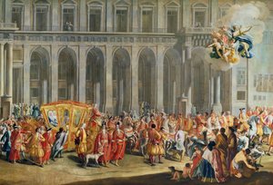 カロポディモンテ宮殿からのナポリの総督、アロイス・トーマス・フォン・ハラッハの出発（1669-1742）（詳細は68613を参照） 作： Nicolo Maria Russo or Rossi