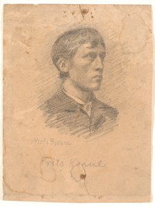 3/4 プロファイルの画家フリッツ クロール (1862-1935) の肖像