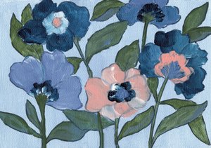 青と桃色の花 作： 