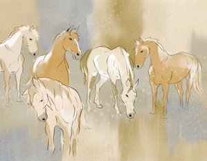 優雅な馬の群れ 作： 
