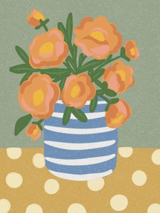オレンジの花の静物画 作： 