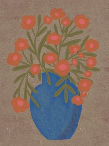 素朴なオレンジ色の花瓶 作： 