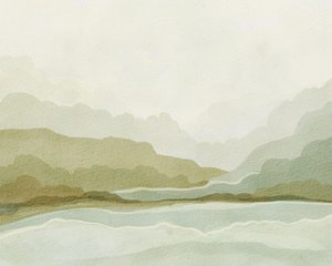 水彩画：山と谷 作： Nikita Jariwala