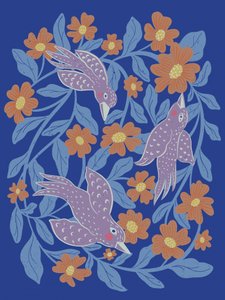 遊び心あふれる鳥と花 作： 