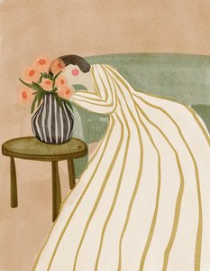 花を眺める女性 作： 