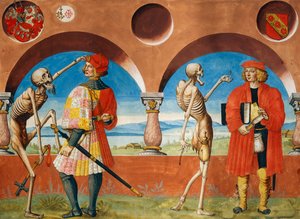 アルブレヒト・カウフの「死の舞踏」サイクルより「死、騎士、法廷人 作： Niklaus Manuel