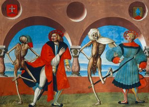 アルブレヒト・カウフの「死の舞踏」サイクルより、死、ブルジョア、商人 作： Niklaus Manuel