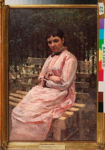 公園で、アーティストの妻の肖像 - ニコライ アレクサンドロヴィッチ ヤロシェンコ (ヤロシェンコ) (1846-1898) による絵画、キャンバスに油彩、19 世紀のロシア美術 - 共和国タタールスタン国立美術館、カザン (ロシア 作： Nikolai Aleksandrovich Yaroshenko