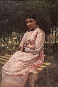 公園で。アーティストの妻の肖像 作： Nikolai Aleksandrovich Yaroshenko
