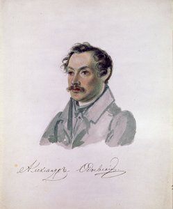 Portrait du poote et decabriste Comte Alexander I.Odoevsky (1802-1839) (decabrisme) (詩人、デカブリスト伯爵 Alexander I. Odoevsky の肖像)。 Peinture de Nikolai Alexandrovich Bestuzhev (1791-1855)。 Aquarelle sur papier、22,2 x 17,8 cm 作： Nikolai Alexandrovich Bestuzhev