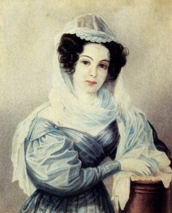 Camilla Ivasheva Le Dantieau 1808-1839の肖像、Decembrist Vasily Ivashevの妻、1834年