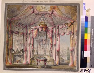 1790年代、モスクワのベズボロコ伯爵邸の私室のインテリアデザイン