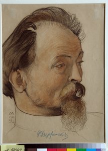 フェリックス・ジェルジンスキー (1877-1926) の肖像、ボリシェヴィキの革命家、チェーカー (Feliks E. Dzerzhinsky ) の創設者および指導者 - ニコライ・アンドレーヴィッチ (1873-1932) による描画、紙に血とチョーク (32.3x24.3 cm) 作： Nikolai Andreevich Andreev
