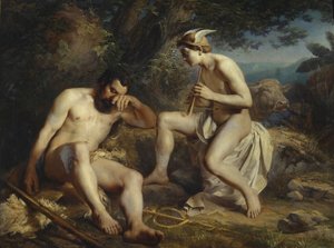 マーキュリーがアーガスを眠りに誘う、1864年 作： Nikolai Andreyevich Koshelev