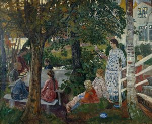 庭での誕生日 作： Nikolai Astrup
