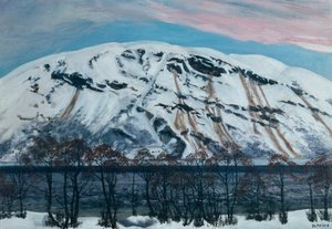 雪崩のある寒い4月の朝（雪山）、1909年頃 作： Nikolai Astrup