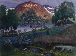 庭の7月の夜（キャンバスに油彩） 作： Nikolai Astrup