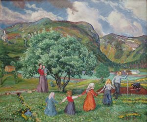 ノルウェー語ニーノシュク  夏の風と遊ぶ子供たち
ノルウェー語  夏の風と遊ぶ子供たち