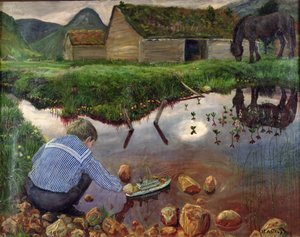 ヴィカレージ池の春の夕べ 作： Nikolai Astrup