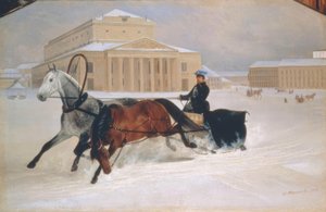 モスクワのボリショイ劇場の前のそり 作： Nikolai Jegorowitsch Swertschkow