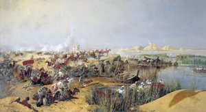 アムダリア川を渡るロシア軍、1873～1889年。 作： Nikolai Karasin