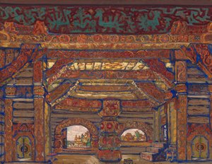 皇帝ベレンディ宮殿。演劇の舞台デザイン、A。オストロフスキー作「雪の乙女」（1912年） 作： Nikolai Konstantinowitsch Roerich