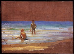 海岸の少年たち。 Nikolai Nikolayevich Ge (Gay) (1831-1894) の絵画、キャンバスに油彩、19 世紀のロシアの芸術。 国立トレチャコフ美術館、モスクワ。 作： Nikolai Nikolajevitch Gay