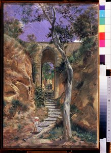 「Le pont de Vico (Corse ?)」Peinture de Nikolai Ge (Gay) (1831-1894) 1858 Dim. 45.5x30 cm State Tretyakov Gallery、モスクワ