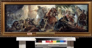 紅海を渡るユダヤ人（紅海を渡るイスラエル人）。 Nikolai Nikolayevich Ge (Gay) (1831-1894) による絵画、キャンバスに油彩、ロシアの芸術。 国立美術館、ハリコフ (ウクライナ)。 作： Nikolai Nikolajevitch Gay