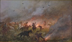1891年、トロイツク近郊でのプガチェフ軍の敗北。 作： Nikolai Nikolayevich Karasin