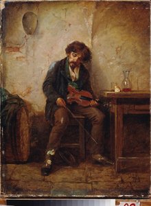 ミュージシャン。 ニコライ・ペトロヴィッチ・ペトロフ（1834-1876）の絵画、キャンバスに油彩
