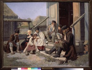 地域病院です。 ニコライ・ペトロヴィッチ・ザゴルスキー (1849-1893) の絵画、キャンバスに油彩 作： Nikolai Petrovich Zagorsky