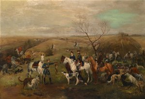 1880年代、皇帝アレクサンドル3世とマリアフェオドロフナ皇后との狩猟パーティー 作： Nikolai Semyonovich Samokish
