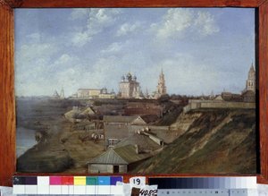 リャザン (ロシア) の城塞の眺め。 (リャザンのシタデルの眺め)。 Nikolai Stepanovich Ivanov (1816-1891) による絵画、キャンバスに油彩、1840 年頃、19 世紀のロシアの風景画。 State Regional I.Pozhalostin Art Museum、リャザン (ロシア)。 作： Nikolai Stepanovich Ivanov