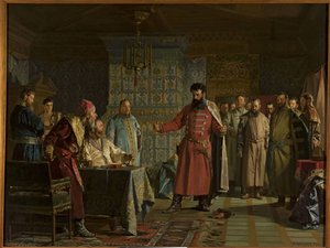 La querelle de Zakhary Petrovich Lyapunov (mort apres 1612) avec le tsar Vassili IV Chouiski (1552-1612) au Kremlin - Zakhary Lyapunov