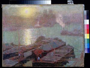 パリのセーヌ川（パリのセーヌ川）。 Nikolai Vasilyevich Dosekin (1863-1935) の絵画。 キャンバスに油彩、48.2 x 63.7 cm